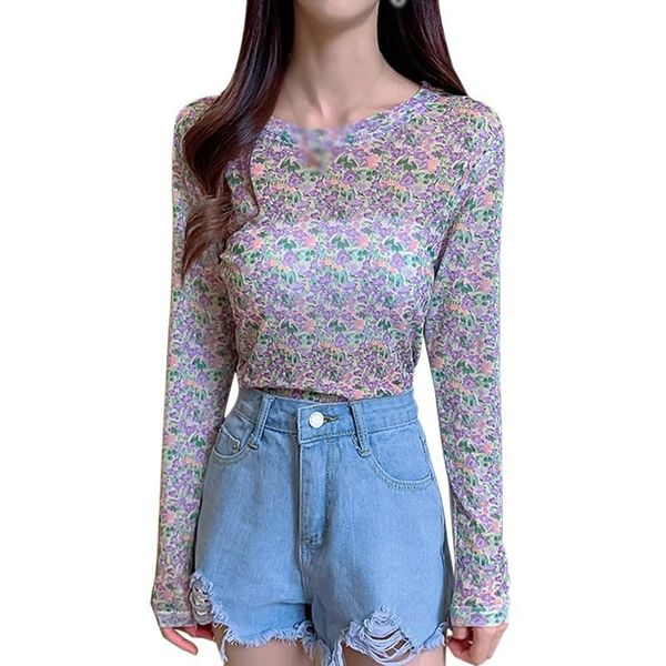 women's t-shirt sunscreen flower print base women long sleeve perspective round neck tees l xl, White
women's t-shirt sunscreen flower print base women long sleeve perspective round neck tees l xl, White
