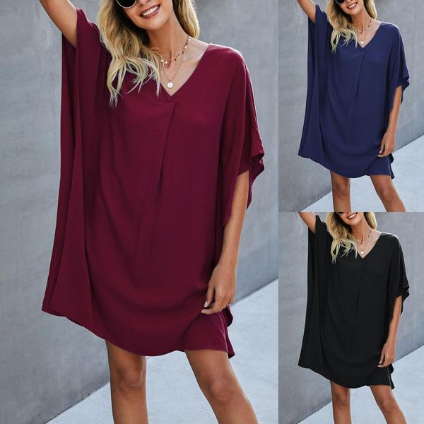 dress women summer round neck solid color short sleeve dresses ladies fashion knee-length jurken zomer 2021 dames casual, Black;gray
dress women summer round neck solid color short sleeve dresses ladies fashion knee-length jurken zomer 2021 dames casual, Black;gray