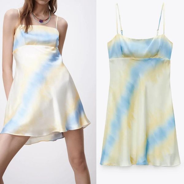 casual dresses women dress 2021 beige tie-dye satin mini summer sundresses woman thin straps elastic backless strap, Black;gray
casual dresses women dress 2021 beige tie-dye satin mini summer sundresses woman thin straps elastic backless strap, Black;gray