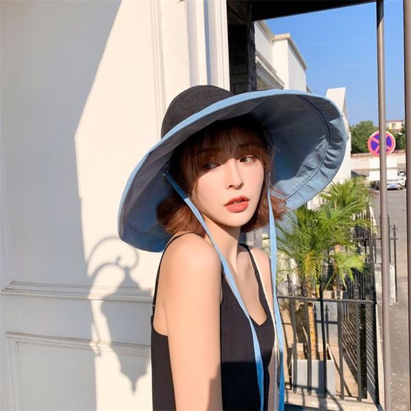 wide brim hats reversible bucket hat with sun block foldable elastic soft breathable washable reusable for summer ll@17, Blue;gray
wide brim hats reversible bucket hat with sun block foldable elastic soft breathable washable reusable for summer ll@17, Blue;gray