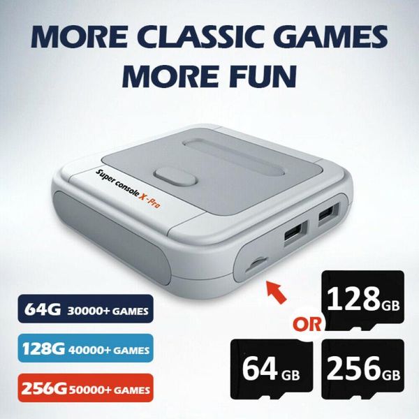 64/128/256g super console x-pro game tv video gaming box retro player, wired gamepad, eu/us/uk/au plug portable players
64/128/256g super console x-pro game tv video gaming box retro player, wired gamepad, eu/us/uk/au plug portable players