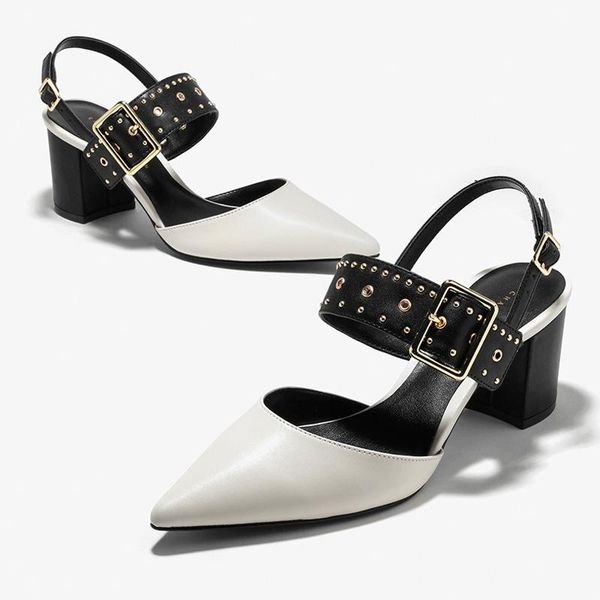 pointed toe single shoes rivet mid-heel women's 2021 summer one-word buckle high heels fairy style thick heel sandals, Black
pointed toe single shoes rivet mid-heel women's 2021 summer one-word buckle high heels fairy style thick heel sandals, Black
