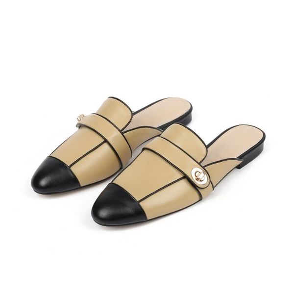 slippers 2021 spring summer women sandals fashion color matching comfortable genuine leather fabric shallow women's shoes, Black
slippers 2021 spring summer women sandals fashion color matching comfortable genuine leather fabric shallow women's shoes, Black
