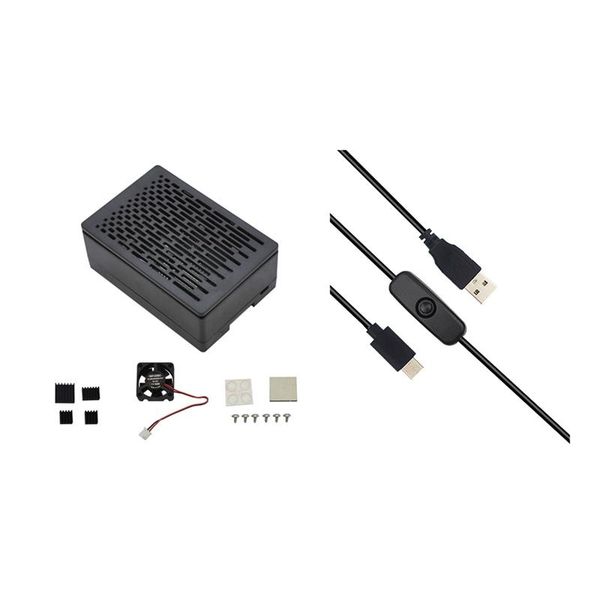 set for raspberry pi 4b protective abs case with cooling fan & 1 pcs 5v 3a usb to type-c power supply cord fans coolings
set for raspberry pi 4b protective abs case with cooling fan & 1 pcs 5v 3a usb to type-c power supply cord fans coolings