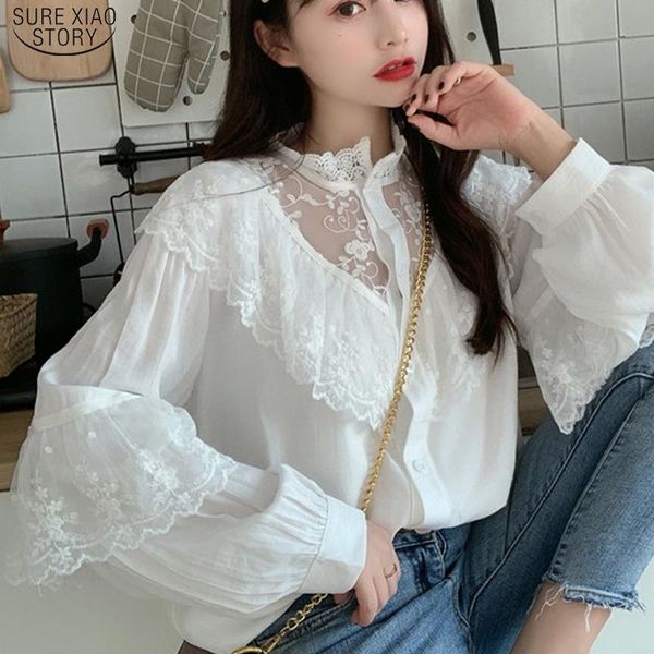 women's blouses & shirts korean sweet loose women lace up ruffled clothing vintage floral stand collar ladies blusas 11335, White
women's blouses & shirts korean sweet loose women lace up ruffled clothing vintage floral stand collar ladies blusas 11335, White