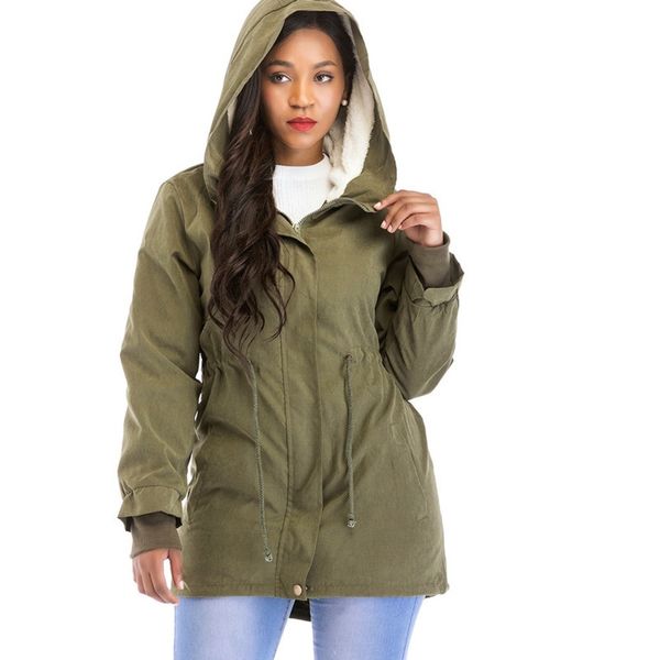 women windbreaker hooded jacket winter velvet loose solid color long sleeve coats simple fashion plus size zipper womens 210422, Black;brown
women windbreaker hooded jacket winter velvet loose solid color long sleeve coats simple fashion plus size zipper womens 210422, Black;brown