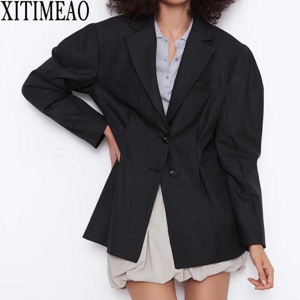women 2021 fashion office wear single breasted blazers coat vintage long sleeves female black slim chic outerwear xitimeao women's suit, White;black
women 2021 fashion office wear single breasted blazers coat vintage long sleeves female black slim chic outerwear xitimeao women's suit, White;black