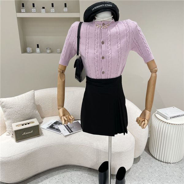 sweater sweet fashion cardigan thin mesh list short around the neck, White;black