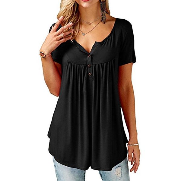 women's t-shirt woman tshirts t shirt for women fashion summer clothing solid color short sleeve swing hem o neck button female s-5xl, White
women's t-shirt woman tshirts t shirt for women fashion summer clothing solid color short sleeve swing hem o neck button female s-5xl, White