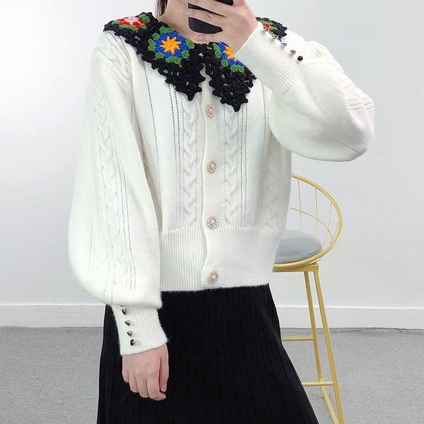 women's knits & tees spring autumn hook flower sweaters women single breasted lantern long sleeve knitted cardigan outerwear t3112, White
women's knits & tees spring autumn hook flower sweaters women single breasted lantern long sleeve knitted cardigan outerwear t3112, White