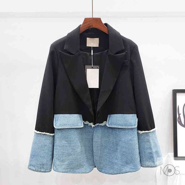 women's suits & blazers spring autumn stitching denim suit jacket women korean long sleeve loose female coats vintage ladies blaze, White;black
women's suits & blazers spring autumn stitching denim suit jacket women korean long sleeve loose female coats vintage ladies blaze, White;black