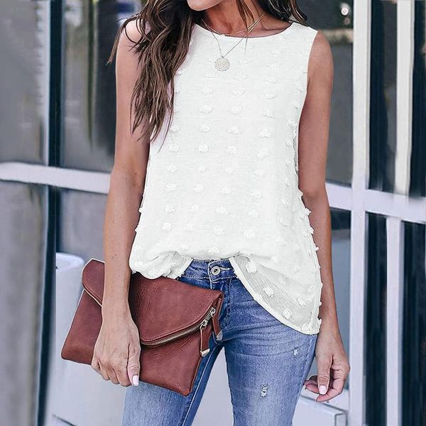 women's blouses & shirts #l5 polka dot print chiffon blouse women solid color o neck sleeveless womens and summer casual loose blusas, White
women's blouses & shirts #l5 polka dot print chiffon blouse women solid color o neck sleeveless womens and summer casual loose blusas, White