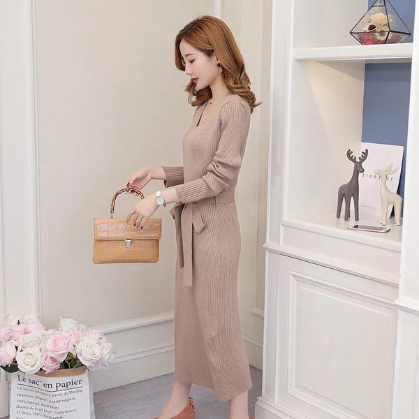 casual dresses autumn and winter long-sleeved mid-length knit sweater dress women lace up, Black;gray
casual dresses autumn and winter long-sleeved mid-length knit sweater dress women lace up, Black;gray