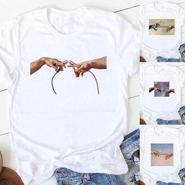 women's t-shirt women printed plus size o-neck t-shirts print short sleeve graphic tee woman casual slim fit t shirts, White
women's t-shirt women printed plus size o-neck t-shirts print short sleeve graphic tee woman casual slim fit t shirts, White