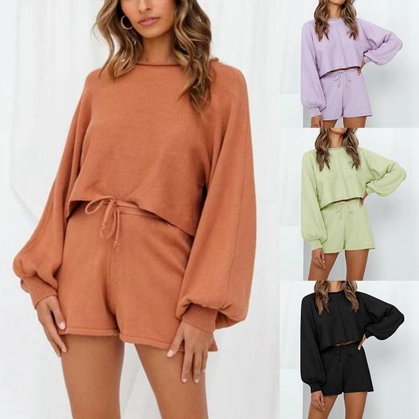 women's tracksuits korean fashion 2021 autumn/winter lantern sleeve sweater shorts solid color home service set kawaii clothes aestheti, Gray
women's tracksuits korean fashion 2021 autumn/winter lantern sleeve sweater shorts solid color home service set kawaii clothes aestheti, Gray