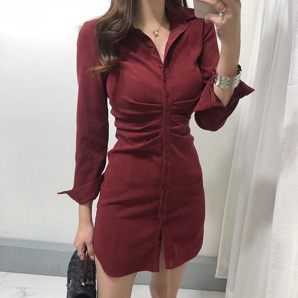 women's vintage lapel single-breasted slim shirt dress ladies solid color bodycon long sleeve package hip short casual dresses, Black;gray
women's vintage lapel single-breasted slim shirt dress ladies solid color bodycon long sleeve package hip short casual dresses, Black;gray