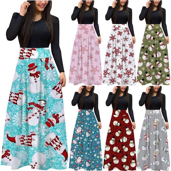 casual dresses european and american women's clothing christmas print round neck long sleeve stitching dress skirt, Black;gray
casual dresses european and american women's clothing christmas print round neck long sleeve stitching dress skirt, Black;gray