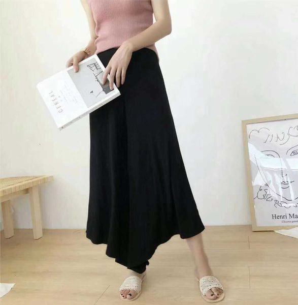 -------21ab0318 spring women's wide leg casual pants, Black;white
