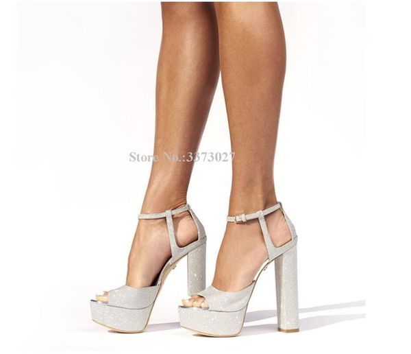 dress shoes bling platform chunky heel lady sandals fashion silver color ankle buckle banquet women large size heels, Black
dress shoes bling platform chunky heel lady sandals fashion silver color ankle buckle banquet women large size heels, Black