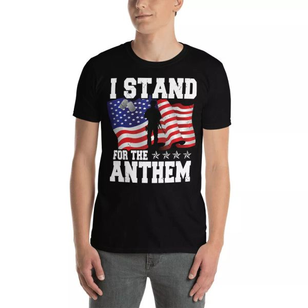 i stand for the anthem american flag veteran army shirt, White;black 
i stand for the anthem american flag veteran army shirt, White;black