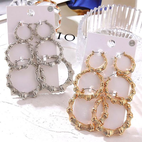 hoop & huggie statement gold/sliver big bamboo circle earrings for women hip hop set classic jewelry 3pcs/set, Golden;silver
hoop & huggie statement gold/sliver big bamboo circle earrings for women hip hop set classic jewelry 3pcs/set, Golden;silver