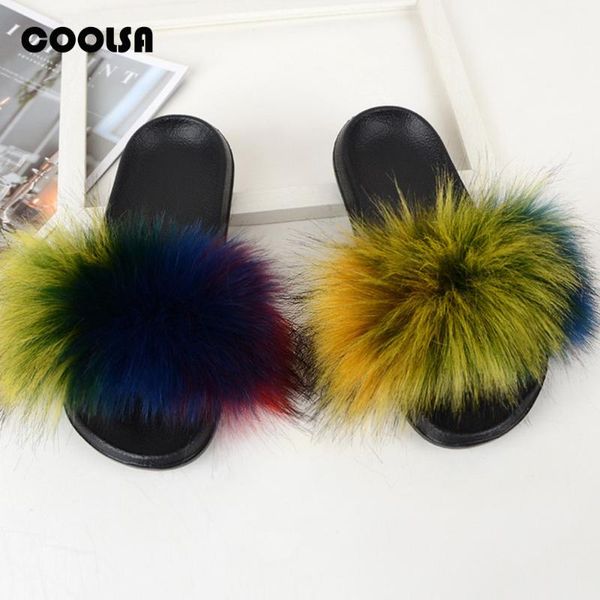 slippers fluffy women fur faux raccoon flip flops indoor slipers women's slides furry summer flats sweet ladies shoe, Black
slippers fluffy women fur faux raccoon flip flops indoor slipers women's slides furry summer flats sweet ladies shoe, Black