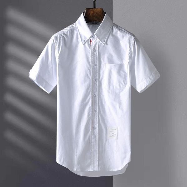 men's and women's casual bf style oxford spinning cotton tb couple red white blue inner ribbon short sleeve shirt, White;black
men's and women's casual bf style oxford spinning cotton tb couple red white blue inner ribbon short sleeve shirt, White;black