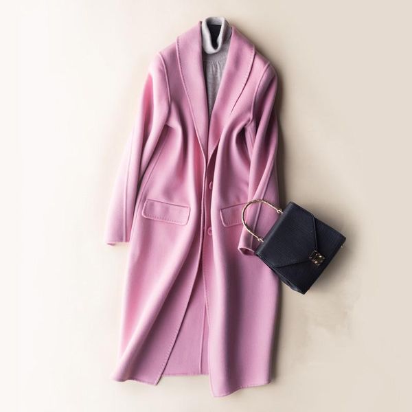 women's wool & blends autumn winter double-sided coat female medium cashmere jacket overcoat woolen jackets casacos cs1701, Black
women's wool & blends autumn winter double-sided coat female medium cashmere jacket overcoat woolen jackets casacos cs1701, Black