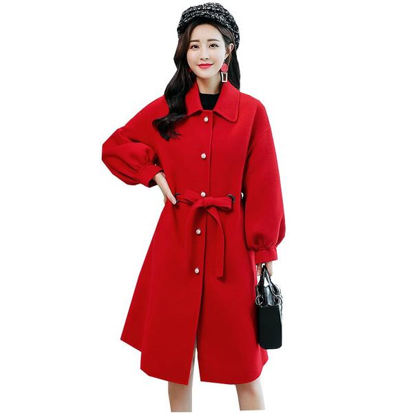 women's wool & blends plus size red coat fashion woolen outerwear mid-length winter loose coats autumn high-end warm woman jacket, Black
women's wool & blends plus size red coat fashion woolen outerwear mid-length winter loose coats autumn high-end warm woman jacket, Black