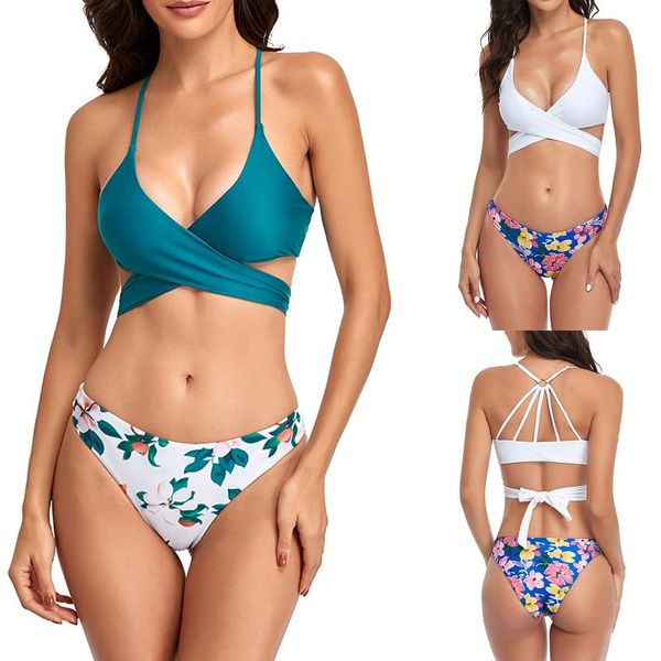 women's swimwear bikini 2021 split swimsuit casual flowers printing maillot de bain femme, White;black
women's swimwear bikini 2021 split swimsuit casual flowers printing maillot de bain femme, White;black