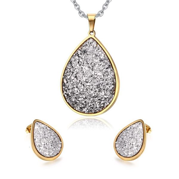 jewelry sets luxury water drop shape high polished 316l stainless steel ip gold plating shinny rhinestones necklace and rings for ladies, Black
jewelry sets luxury water drop shape high polished 316l stainless steel ip gold plating shinny rhinestones necklace and rings for ladies, Black
