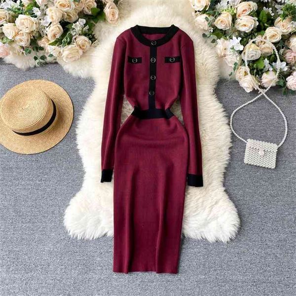 autumn winter women's dress korean style color matching round neck slim knitted long sleeve base female es qx901 210507, Black;gray
autumn winter women's dress korean style color matching round neck slim knitted long sleeve base female es qx901 210507, Black;gray