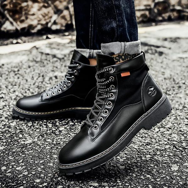 dress shoes men's fashion waterproof and wear-resistant increased boots anti-collision work motorcycle leather, Black
dress shoes men's fashion waterproof and wear-resistant increased boots anti-collision work motorcycle leather, Black