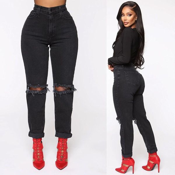 women's pants & capris 2021 summer straight-leg women denim holes destroyed knee casual trousers black bule stretch ripped jeans, Black;white
women's pants & capris 2021 summer straight-leg women denim holes destroyed knee casual trousers black bule stretch ripped jeans, Black;white
