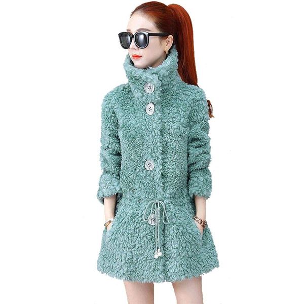 women's wool & blends winter keep warm coat women lamb jacket fashion autumn all-match mid-length cashmere particle velvet thickening, Black
women's wool & blends winter keep warm coat women lamb jacket fashion autumn all-match mid-length cashmere particle velvet thickening, Black