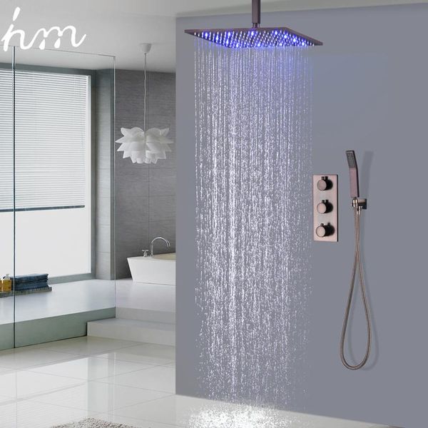 hm thermostatic brass bathroom shower black faucets 16" rain head set diverter mixer valve orb led system sets
hm thermostatic brass bathroom shower black faucets 16" rain head set diverter mixer valve orb led system sets
