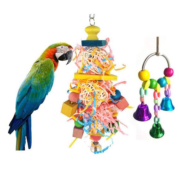 other bird supplies chewing toy - multicolored hanging foraging and bell for small medium birds parrots 2 packs
other bird supplies chewing toy - multicolored hanging foraging and bell for small medium birds parrots 2 packs