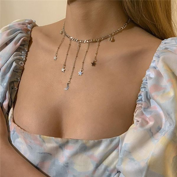 pendant necklaces vintage gold silver color star moon long tassel necklace for women girl metal geometric choker collares
pendant necklaces vintage gold silver color star moon long tassel necklace for women girl metal geometric choker collares