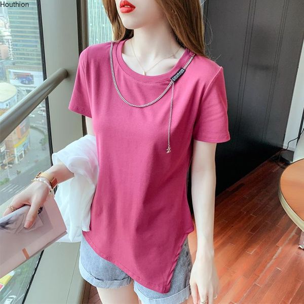 women's t-shirt split fork fashion tees cotton printed o-collar t shirt leisure short sleeve slim korean irregular, White
women's t-shirt split fork fashion tees cotton printed o-collar t shirt leisure short sleeve slim korean irregular, White
