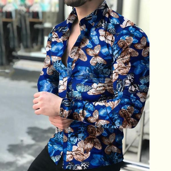 men's casual shirts summer shirt butterflies print buttons men long sleeve lapel for party, White;black
men's casual shirts summer shirt butterflies print buttons men long sleeve lapel for party, White;black