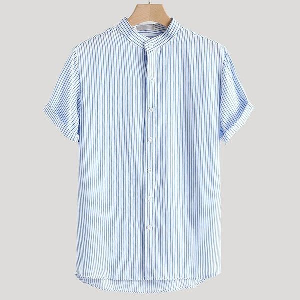 Men's Casual Shirts Men's Stand Collar Striped Short Sleeve Shirt Summer Fashion Loose Linen High Quality Large Size Men Clothing 2021, White;black
Men's Casual Shirts Men's Stand Collar Striped Short Sleeve Shirt Summer Fashion Loose Linen High Quality Large Size Men Clothing 2021, White;black