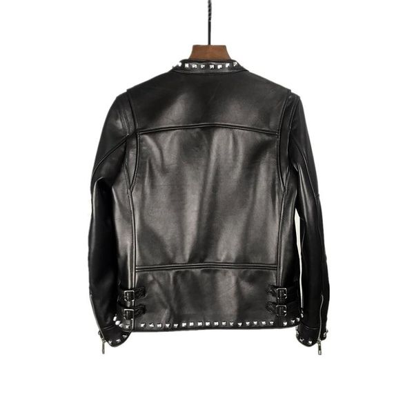 men's leather & faux rivet manual design vintage mens short slim genuine black biker jacket o-neck zipper pockets natural sheepskin coa
men's leather & faux rivet manual design vintage mens short slim genuine black biker jacket o-neck zipper pockets natural sheepskin coa