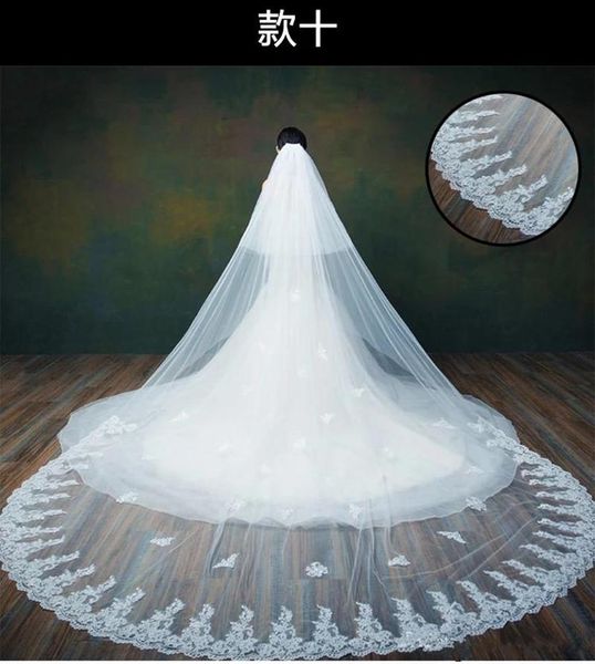 bridal veils luxury white/ivory long cathedral length lace applique 4m wedding veil with comb accessories, Black
bridal veils luxury white/ivory long cathedral length lace applique 4m wedding veil with comb accessories, Black