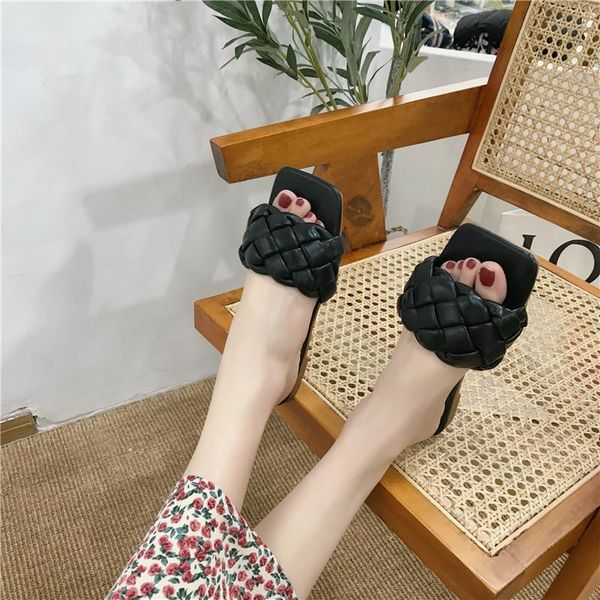 slippers women's fashion weaving ladies flat slides outdoor casual pu leather female beach shoe women summer flip flops, Black
slippers women's fashion weaving ladies flat slides outdoor casual pu leather female beach shoe women summer flip flops, Black