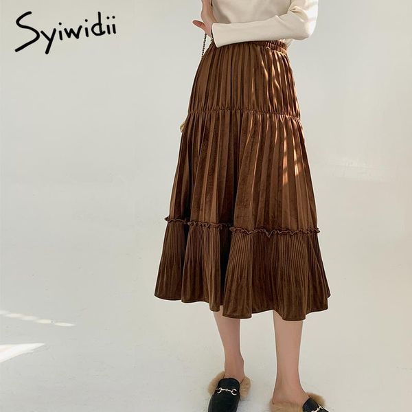 syiwidii velour pleated skirt womens 2021 spring black vintage mid-calf casual solid fall high waist japanese korean brown skirts
syiwidii velour pleated skirt womens 2021 spring black vintage mid-calf casual solid fall high waist japanese korean brown skirts