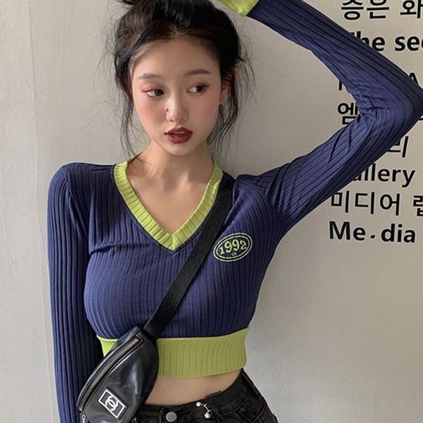 women's t-shirt stitching long-sleeved woman simple printed tight v-neck knit tees women casual short stretch summer 2021, White
women's t-shirt stitching long-sleeved woman simple printed tight v-neck knit tees women casual short stretch summer 2021, White