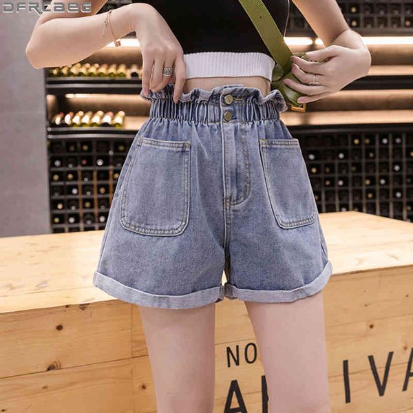 women's shorts casual summer jeans high elastic waist denim women plus size feminino pockets crimping jean ladies l7pa, White;black
women's shorts casual summer jeans high elastic waist denim women plus size feminino pockets crimping jean ladies l7pa, White;black