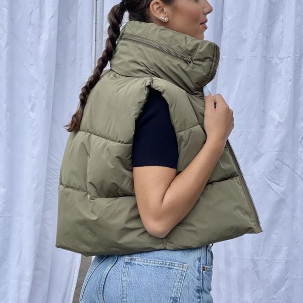 women's vests conkor fashion stand collar hooded women elegant simple loose solid coats zipper short cotton ladies, Black;white
women's vests conkor fashion stand collar hooded women elegant simple loose solid coats zipper short cotton ladies, Black;white