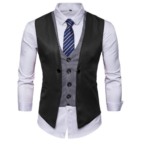men's vests brand fashion casual vest leisure business fake two wedding man men waistcoat, Black;white
men's vests brand fashion casual vest leisure business fake two wedding man men waistcoat, Black;white