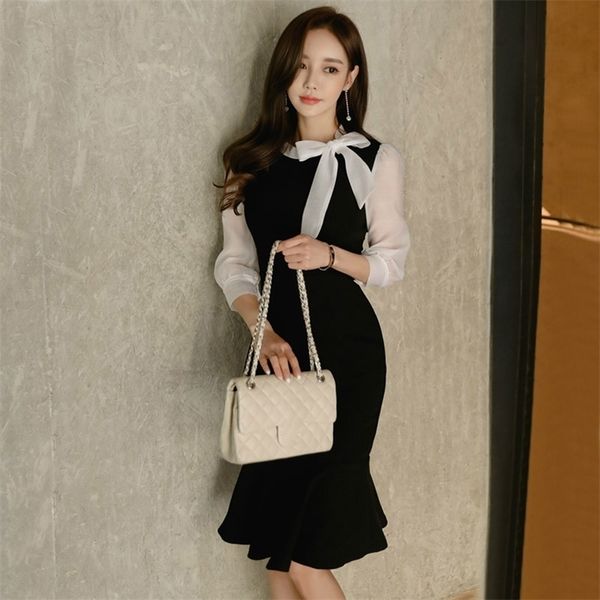 autumn korean temperament round neck bow color matching slim bag hip fishtail dress 210416, Black;gray
autumn korean temperament round neck bow color matching slim bag hip fishtail dress 210416, Black;gray